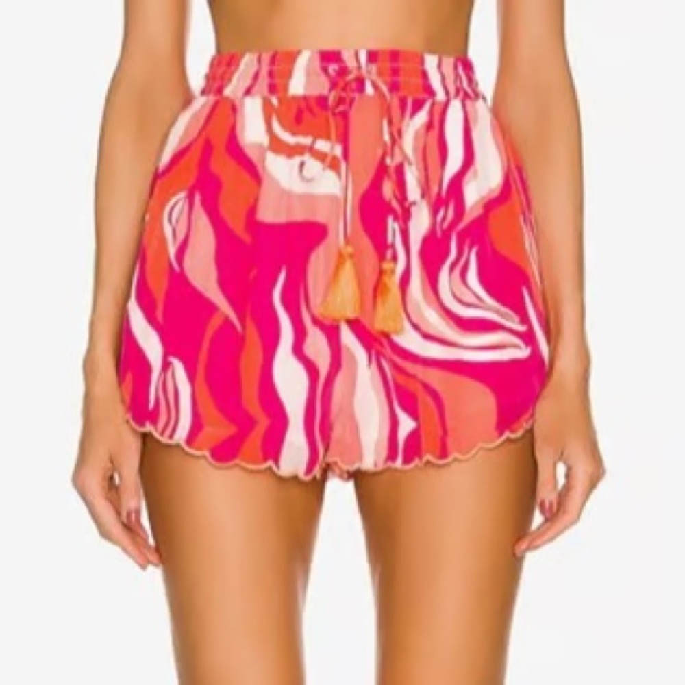 Rococo Sand Vibrant Pink and Orange Patterned Shorts